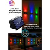 Güneş Enerjili Çift Taraflı 4 LED Renkli Aplik Bahçe Duvar Aydınlatması