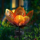 Güneş Enerjili Dekoratif Metal Çiçek Bahçe Balkon Teras LED Aydınlatma Solar Glass Flower Light