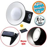 Gunes Enerjili Dis Aydinlatma 2 Modlu Isiklandirma Sensorlu Beyaz Isik Aplik 30 W Sarj Edilebilir