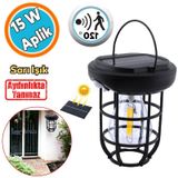 Gunes Enerjili Dis Aydinlatma 3 Modlu Isiklandirma Sensorlu Sari Isikli Aplik 15 W Portatif Fener Lamba