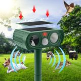 Güneş enerjili hayvan kovucu, ultrasonik dış mekan köstebek kovucu, hareket sensörlü ve LED ışık alarmlı, kedi, köpek, sincap, geyik, tilki için su geçirmez hayvan kovucu