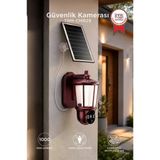 Güneş Enerjili Ip Güvenlik Kamerası Duvar Lamba Tipi Şarjlı Dış Mekan Cmr29 Kahverengi
