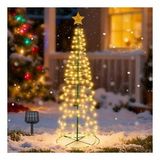 Güneş Enerjili LED Noel Yılbaşı Ağacı Bahçe Solar Balkon Teras Aydınlatması 68 cm 8 Mod Sıcak Beyaz