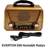 Güneş Enerjili Retro Radyo Bluetooth USB Sd Kart Mp3 Kahverengi - Ahşap - Ceviz