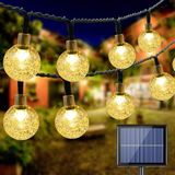 Güneş Enerjili Solar 50 Ledli Kristal Top 7 Metre Bahçe Teras Balkon Ağaç Aydınlatma 8 Modlu - Sarı - Gün Işığı