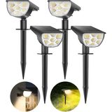 Güneş Enerjili Spot Işıklar, IP67 Su Geçirmez Bahçe Aydınlatması, 68 Led, 4 Parça, 3 Parlaklık Modu