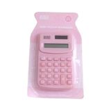 Güneş Enerjili ve Pilli 8 Haneli Küçük Hesap Makinesi (1 Adet) (Ebat: 10 cm x 6,1 Cm) - Pembe