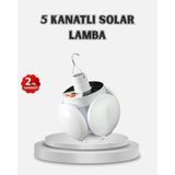 Güneş Enerjili ve USB Şarjlı LED Kamp Lambası – 5 Farklı Işık Modlu, Askılı Tasarım - 1 - Renkli