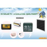 Güneş Enerjisi Aydınlatma - Tv Paketi 500W Inverter 50W Güneş Paneli 24AH Jel Akü