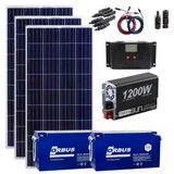 Güneş Enerjisi Bağ Evi Solar Paketi 1200W Sinüs İnverter 250W Güneş Paneli 100Ah Jel Akü