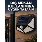 Güneş Enerjisi ile Şarj Olan Hareket Sensörlü 3 Modlu LED Dış Mekan Duvar Aydınlatması - Altın