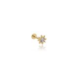 Güneş Figürlü Tektaş Altın Tragus Piercing