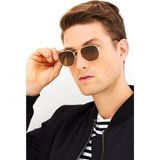 Güneş Gözlüğü Beşgen Sarı Çerçeve Kahverengi Cam Unisex Kahverengi-Tek Ebat