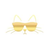 Güneş Gözlüğü Takan Kedi Araba Sticker 17X17 Cm Gold