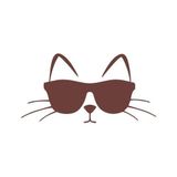 Güneş Gözlüğü Takan Kedi Araba Sticker 17X17 Cm Kahverengi