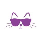 Güneş Gözlüğü Takan Kedi Araba Sticker 17X17 Cm Mor