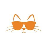 Güneş Gözlüğü Takan Kedi Araba Sticker 17X17 Cm Turuncu