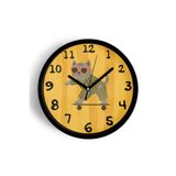 Güneş Gözlüklü Kaykay Yapan Sevimli Kedi Çocuk Odası Modern Duvar Saati - 35cm - Önü Camlı Siyah Kas, JH0214S35SKP