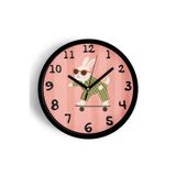 Güneş Gözlüklü Kaykay Yapan Sevimli Tavşan Çocuk Odası Modern Duvar Saati - 25cm - Önü Camlı Siyah K, JH0213S25SKP