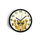 Güneş Gözlüklü Sevimli Kaplan Çocuk Odası Modern Duvar Saati - 30cm - Önü Camlı Siyah Kasa, JH0210S30SKP