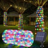 Güneş Halat Işıkları, 66ft 200LED Güneş Dize Işıklar, 8 Modlu Su Geçirmez Güneş Enerjili Dış Mekan Işıkları, Bahçe, Arka Bahçe, Veranda, Güverte, Sundurma, Havuz, Ağaç Dekoru için Esnek Şeffaf Tüp