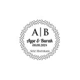 Güneş Işını Desenli Yuvarlak Mühür Kına Nişan Düğün 3X3 Cm Özel Etiket / 50 Adet Sticker