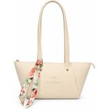 Güneş Kadın Mini Tote Bag Omuz Çantası Fular Detaylı Günlük Şık El ve Omuz Çantası Şıklık ve Günlük Kullanım R - Krem