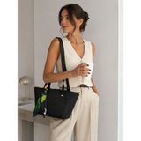 Güneş Kadın Mini Tote Bag Omuz Çantası Fular Detaylı Günlük Şık El ve Omuz Çantası - Siyah
