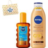 Güneş Koruyucu Bronzlaştırıcı Vücut Sprey 200ML, SPF30 ve Q10 Sıkılaştırıcı Losyon 200M