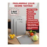 Güneş Krom Dekorasyon GKD 3’lü Profesyonel Paslanmaz Çelik Kesme Tahtası Seti – Dayanıklı & Hijyenik