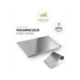 Güneş Krom Dekorasyon GKD Üst Kalite Paslanmaz Çelik Mutfak Tezgah Koruyucu 50x60cm + Hamur Kesme Aparatı Set