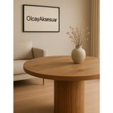 Güneş Model 90 Çaplı 75 cm Yükseklikli (36MM Kalın Kenarlı) (Sandalye Yok) Yuvarlak Yemek Masası - Atlantik Çam - Ceviz - 90 X 90