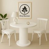 Güneş Model 90 Çaplı 75 cm Yükseklikli (36MM Kalın Kenarlı) (Sandalye Yok) Yuvarlak Yemek Masası - Beyaz - 90 X 90