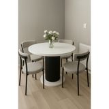 Güneş Model 90 Çaplı 75 cm Yükseklikli (36MM Kalın Kenarlı) (Sandalye Yok) Yuvarlak Yemek Masası - Beyaz - Siyah - 103 X 103