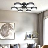 Güneş Modern Tasarım 6lı LED Avize Enerji Tasarruflu 3 Renk Işık Salon Yatak Odası Yemek Odası - Siyah