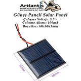 Güneş Paneli Solar Panel 6X6 Cm 5.5 Volt 100 Ma 1 Adet Güneş Enerjisi Okul Sınıf Deney Çalışmaları 60X60 Mm