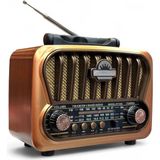 Güneş Panelli Nostalji Radyo,eskitme Görünüm Trend Nostaljik Radyo - Kahverengi