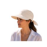 Güneş şapkası kadın güneş koruması geniş kenarlı vizör şapka, fermuarlı üst kısım çıkarılabilir şapka, yaz şapkası, golf ve seyahat için (KREM)