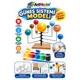 Güneş Sistemi Modeli 1 Paket Gezegenler Sistemi Strafor Köpük Top Maket Deney Fen Bilgisi 6 Renk Boya Fırça Okullar İçin