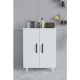 Güney 4 Raflı 2 Kapaklı Banyo Dolabı Havlu Dolabı Beyaz