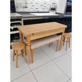 Güney Ahşap Mobilya 110 x 45 cm Katlanır Masa Bench Tabure - Meşe
