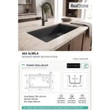 Güney Ankastre Realstone A04 Almıla 75,5 × 42,4 cm Antrasit Granit Evye + Güçlendirilmiş Tek Giderli Sifon ve Montaj Seti