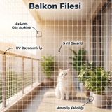 Güneybey File Balkon Filesi | 2 x 10 Metre | Beyaz | 4 mm Ip, 4x4 cm Göz Açıklığı - 2x10 M