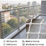 Güneybey File Balkon Filesi | 2 x 2 Metre | Beyaz | 6 mm Ip, 10X10 cm Göz Açıklığı - 2x2 M