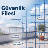 Güneybey File Güvenlik Filesi | 2 x 2 Metre | Mavi | 4 mm Ip, 5x5 cm Göz Açıklığı - 2x2 M
