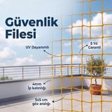 Güneybey File Güvenlik Filesi | 2 x 2 Metre | Sarı | 4 mm Ip, 5x5 cm Göz Açıklığı - 2x2 M