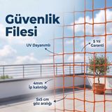 Güneybey File Güvenlik Filesi | 2 x 4 Metre | Turuncu | 4 mm Ip, 5x5 cm Göz Açıklığı - 2x4 M