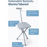 Güneysan Katlanabilir Bastonlu Oturma Taburesi – Taşınabilir Baston Sandalye, Ergonomik ve Hafif