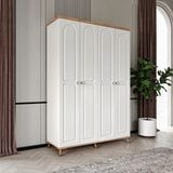 GuneyStore Bohem 4 Kapaklı Atlantik Çam Beyaz Gardırop