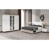 GuneyStore Bohem 6 Kapaklı Komple MDF Yatak Odası Atlantik Çam Beyaz Gardırop
